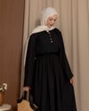 Yaka Düğmeli Etekli Siyah Takım