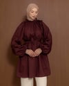 Yakası Bağcık Detaylı Bordo Tunik