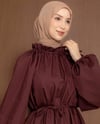 Yakası Bağcık Detaylı Bordo Tunik