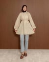 Yakası Bağcık Detaylı Krem Tunik