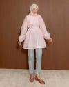 Yakası Bağcık Detaylı Pembe Tunik