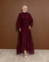 Yakası Taş Süslemeli Bordo Elbise