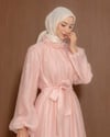 Yakası Taş Süslemeli Pembe Elbise