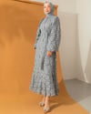 Yarım Düğmeli Füme Dantel Elbise