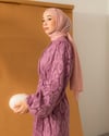 Yarım Düğmeli Gül Kurusu Dantel Elbise