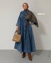 Yarım Düğmeli Lacivert Denim Elbise