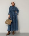 Yarım Düğmeli Lacivert Denim Elbise