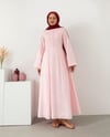 Yarım Pat Düğmeli Pembe Elbise