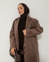 Zigzag Çizgili Kahve Kaşe Kaban