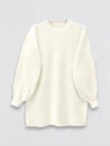  Yuvarlak Yaka Salaş Triko Tunik -Ekru-Kazak-295-3420-R07