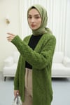 Ajurlu Desenli Salaş Triko Hırka -Fıstık Yeşili