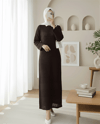Ajurlu Desenli Triko Elbise -K. Kahve-Elbise-109-9763-R54