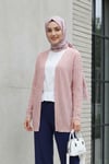 Ajurlu İnce Triko Hırka -Pudra