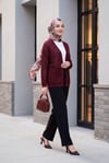 Ajurlu Salaş Triko Hırka  -Bordo