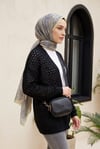 Ajurlu Salaş Triko Hırka  -Siyah
