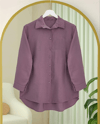 Arkası Uzun Düğmeli Poplin Gömlek -Vişne-Gömlek-349-60001-R44