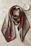 Asimetrik Desenli Rayon Eşarp -Bordo