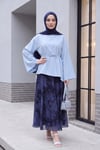 Asimetrik Kesim Beli Bağcıklı Oversize Modal Tunik  -Bebe Mavi
