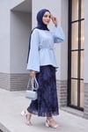 Asimetrik Kesim Beli Bağcıklı Oversize Modal Tunik  -Bebe Mavi