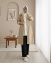Astarı Çizgili Trençkot       -Açık Vizon-Trençkot-148-2181-R51