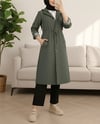 Astarı Çizgili Trençkot -Haki-Trençkot-148-2181-R05