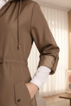 Astarı Çizgili Trençkot  -Taba-Trençkot-148-2129-R12
