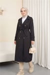 Astarlı Kemerli Trenckot -Siyah-Trençkot-197-1251-R01
