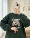 Ayıcık Baskılı Şardonlu 3 İplik Sweat Takım  -Haki-Takım-349-5285-R05