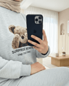 Ayıcık Baskılı Şardonlu 3 İplik Sweat Takım  -Açık Gri-Takım-349-5285-R41