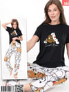 Ayıcık Desenli Kısa Kollu Pijama Takım -Siyah-Pijama-416-58588-R01