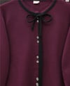 Bağcık Detaylı Şeritli Düğmeli Etekli Triko Takım -Bordo-Takım-295-1290T-R04