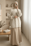 Baklava Desenli Yumoş Triko Tunik  -Taş-Kazak-295-4516-R43