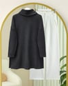 Balıkçı Yaka Yırtmaçlı Kaşkorse Tunik  -Antrasit-Tunik-253-13108-R64