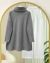 Balıkçı Yaka Yırtmaçlı Kaşkorse Tunik  -Gri-Tunik-253-13108-R11