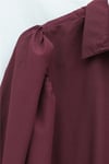 Balon Kol Düğmeli Kısa Poplin Gömlek -Bordo-Gömlek-432-24135-R04