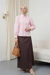 Balon Kol Düğmeli Kısa Poplin Gömlek -Pembe-Gömlek-432-24135-R20