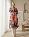 تونيك طويل مطبوع - برتقالي-Tunik-199-0662-R16