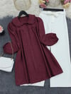 Gömlek-Bebe Yaka Boydan Düğmeli Tunik         -Bordo-349-4036-R04