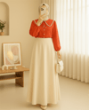 Bebe Yaka Dantelli Kolu Lastikli Gömlek   -Nar Çiçeği-Gömlek-349-7013-R40