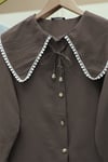 Bebe Yaka Dantelli Kolu Lastikli Gömlek -Kahve-Gömlek-349-7013-R15