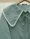 Bebe Yaka Dantelli Kolu Lastikli Gömlek -Mint-Gömlek-349-7013-R24