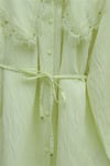 Bebe Yaka Fistolu Beli Bağcıklı Modal Tunik  -Açık Sarı-Tunik-398-11008-R75