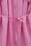 Bebe Yaka Fistolu Beli Bağcıklı Modal Tunik -Pembe-Tunik-398-11008-R20