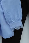 Bebe Yaka Fistolu Beli Bağcıklı Modal Tunik  -Mavi-Tunik-398-11008-R31