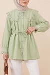 Bebe Yaka Fistolu Beli Bağcıklı Modal Tunik  -Çağla Y.-Tunik-398-11008-R70