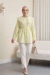Bebe Yaka Fistolu Beli Bağcıklı Modal Tunik  -Açık Sarı-Tunik-398-11008-R75
