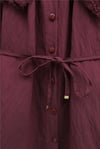 Bebe Yaka Fistolu Beli Bağcıklı Modal Tunik   -Bordo-Tunik-398-11008-R04
