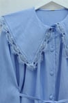 Bebe Yaka Fistolu Beli Bağcıklı Modal Tunik  -Mavi-Tunik-398-11008-R31