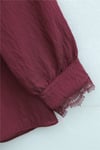 Bebe Yaka Fistolu Beli Bağcıklı Modal Tunik   -Bordo-Tunik-398-11008-R04