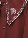 Bebe Yaka Fistolu Kolu Lastikli Poplin Gömlek Bluz -Bordo-Gömlek-349-8045-R04